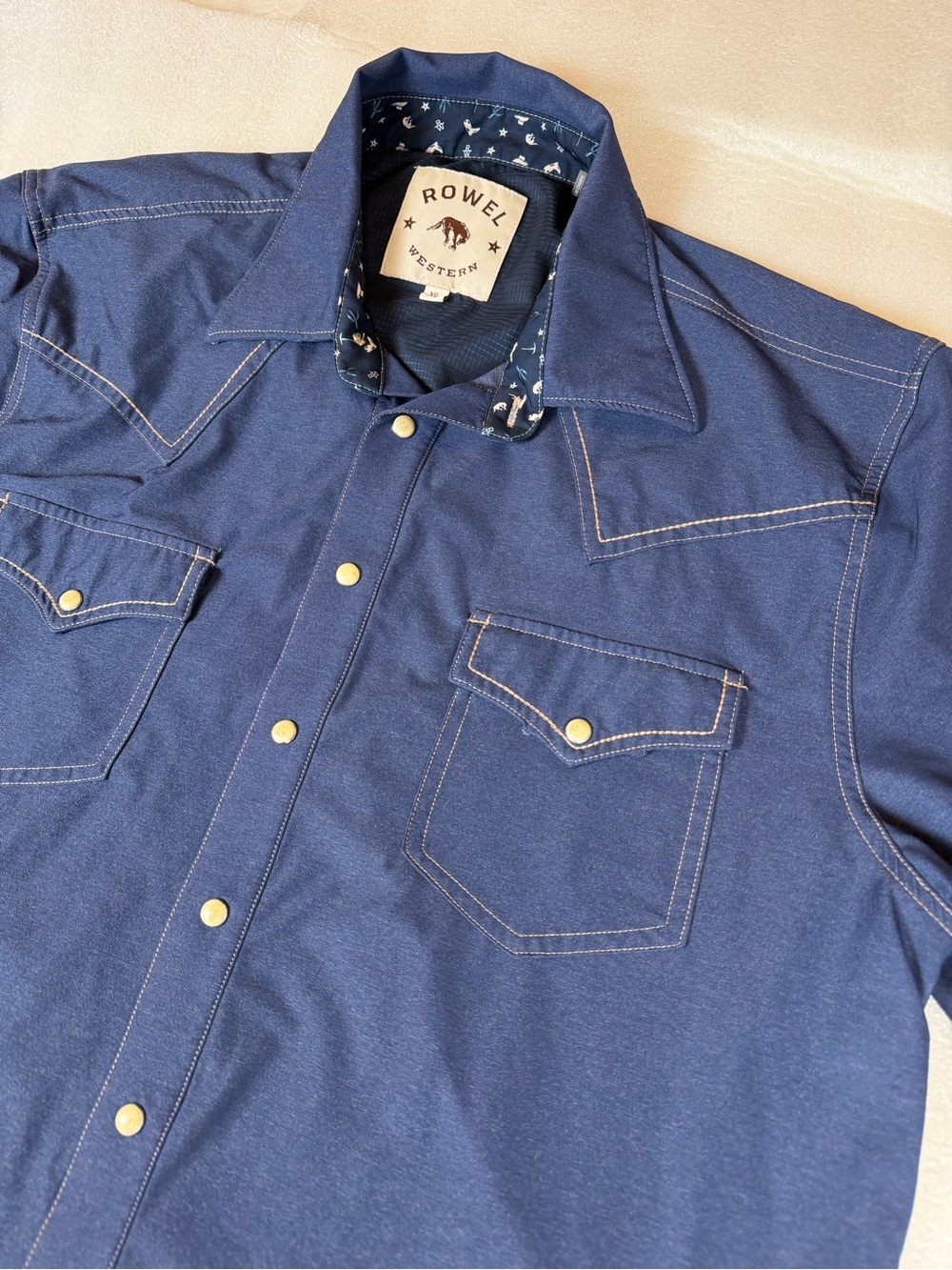 Rowel Western Men’s XL Short Sleeve Performance Western Shirt Pearl Snap Note